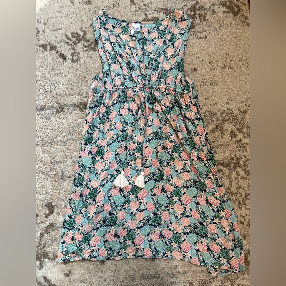 Floral Midi Dress in Pink and Green
